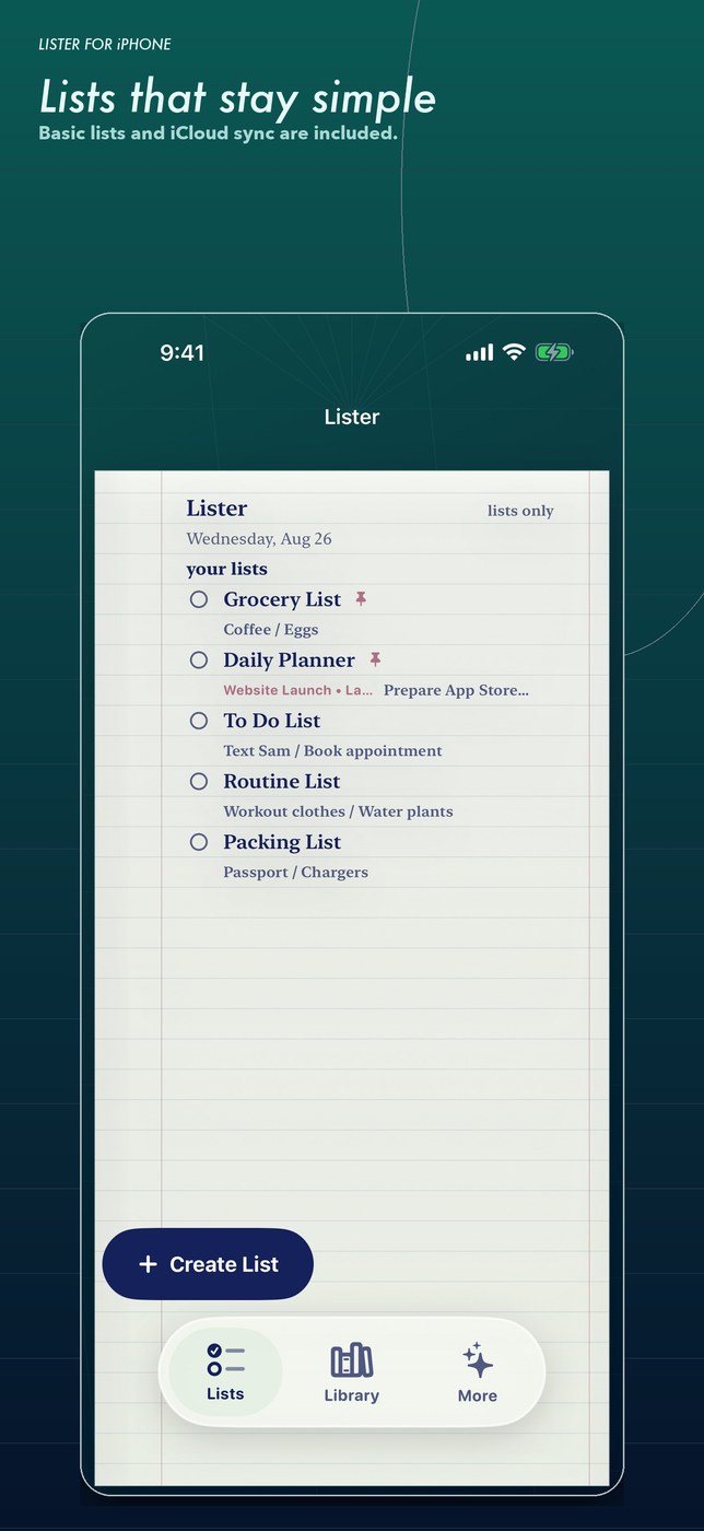 Lister: Write & Draft Notes